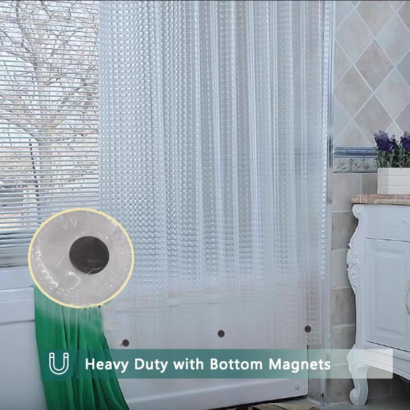 jssablo Clear Shower Curtain Liner, 100% Waterproof EVA 3D Shower Curtains with 3 Duty Heavy Bottom Magnets and 12 Rust Proof Grommets, 72x72 Weighted Shower Liner for Shower Stall, Bathtubs - Image 3
